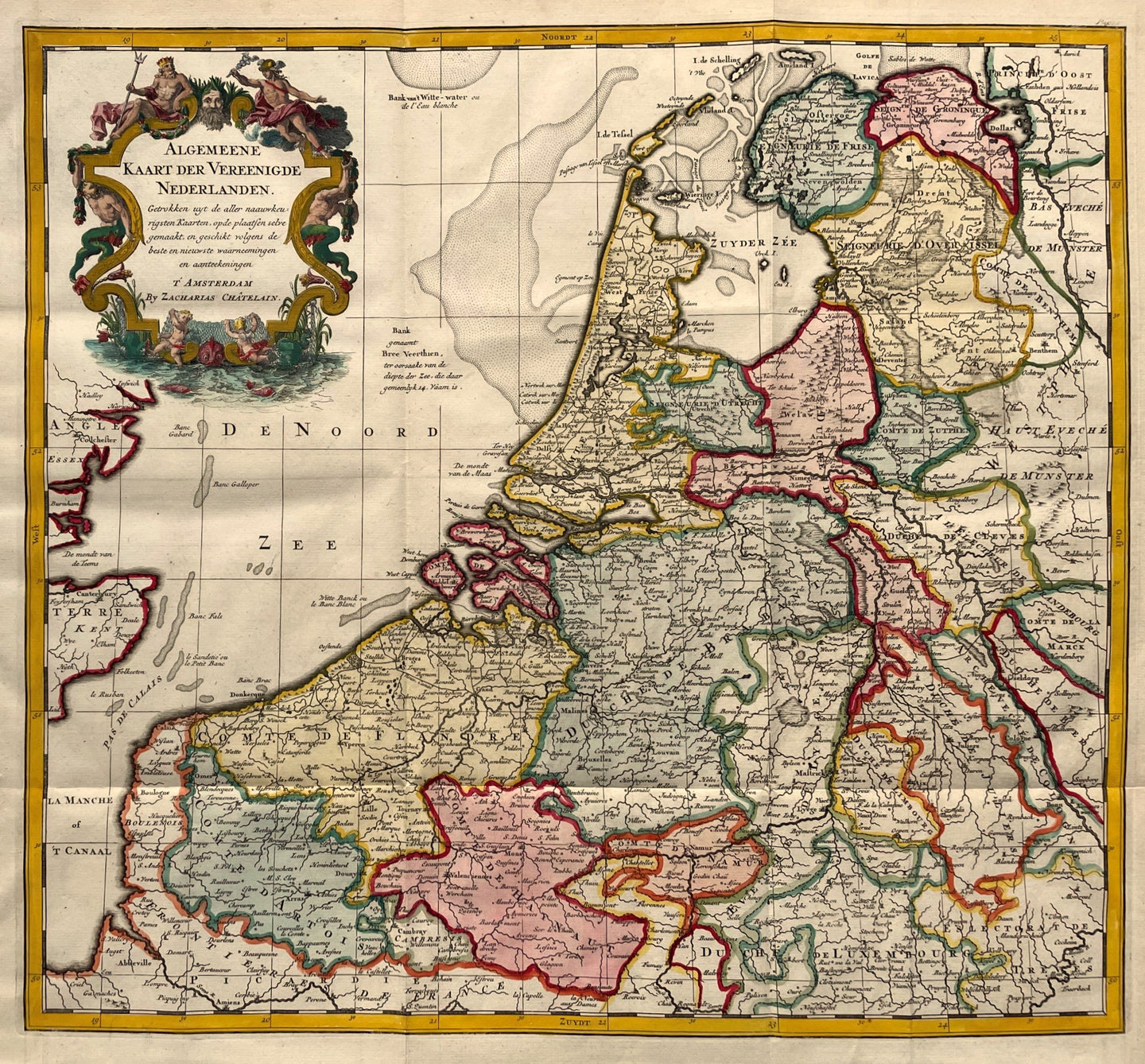 17 provinciën Map of the XVII Provinces - Z Chatelain - 1730