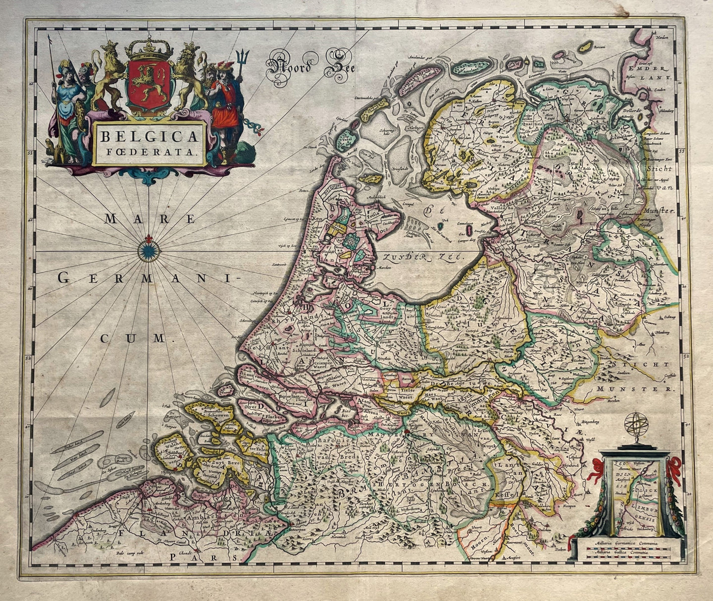 7 provinciën Map of the Seven United Provinces - J Blaeu - 1663