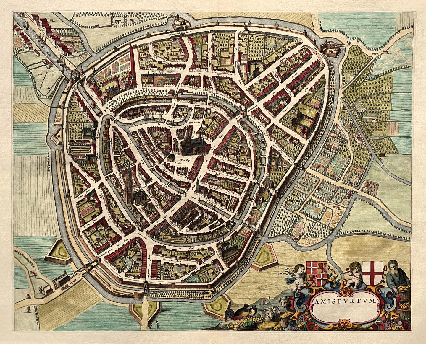 Amersfoort Stadsplattegrond in vogelvluchtperspectief - J Blaeu - 1649