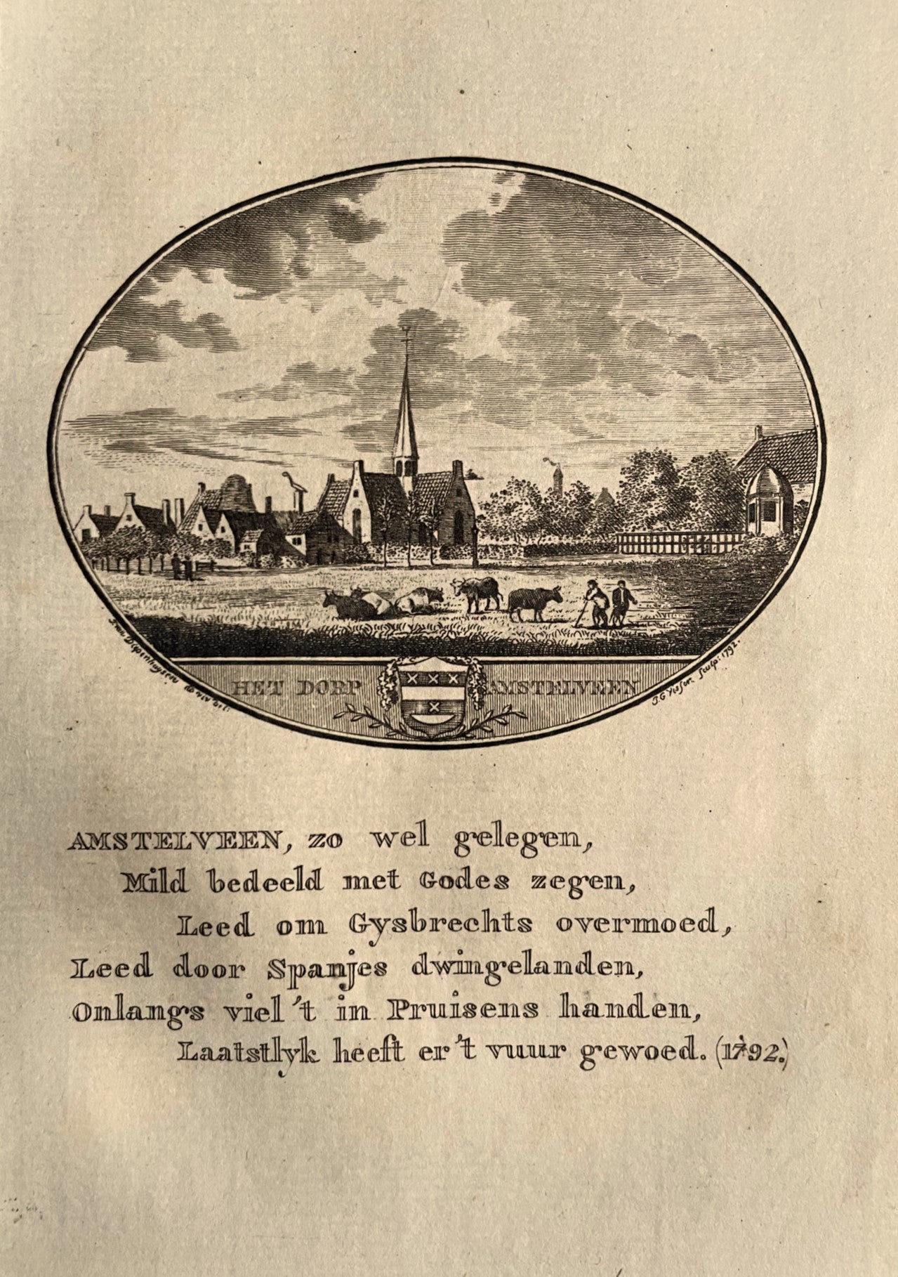 Amstelveen Gezicht op het dorp - Van Ollefen & Bakker - 1792