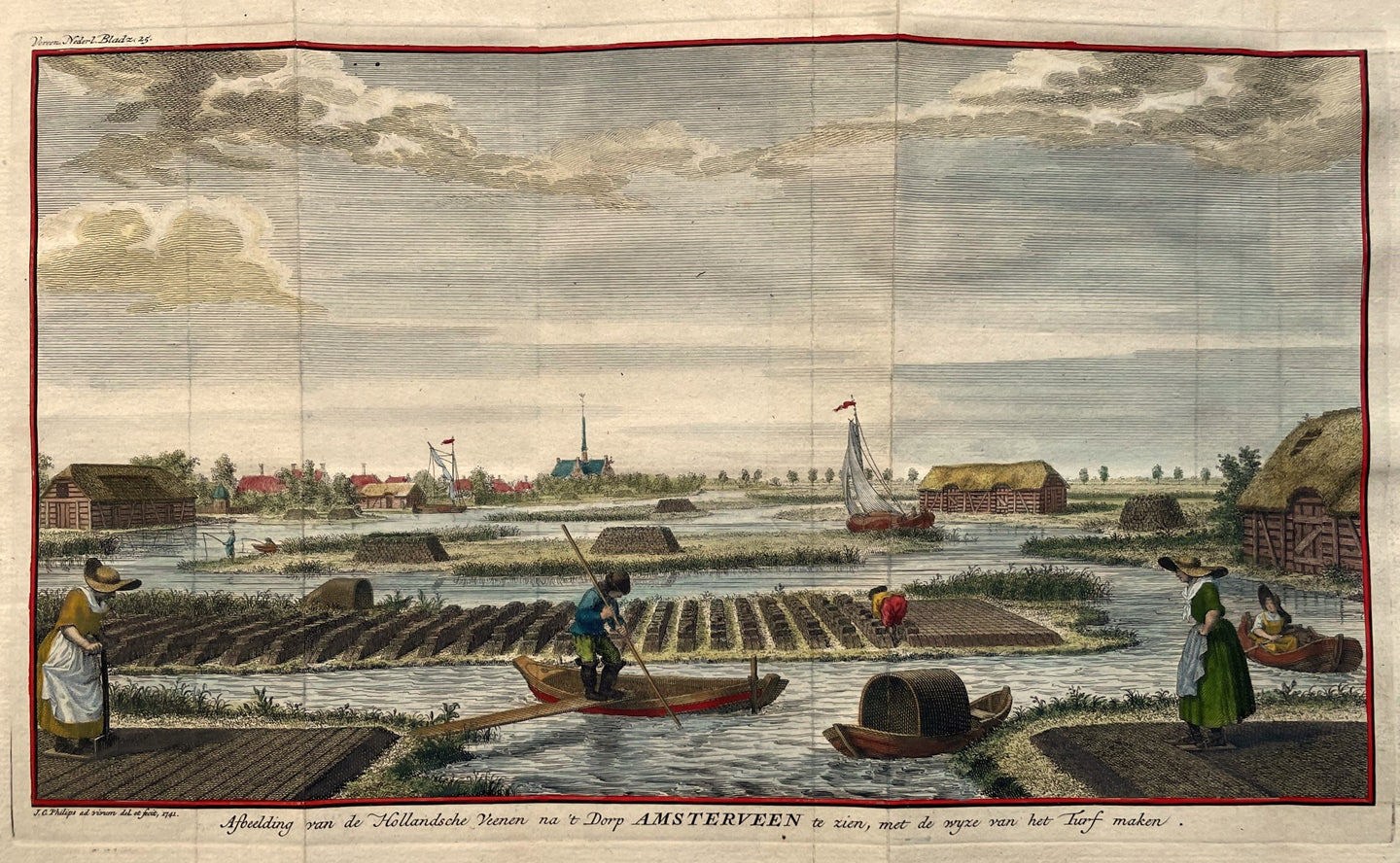 Amstelveen De Hollandsche Veenen na 't Dorp Amsterveen te zien - JC Philips - 1741