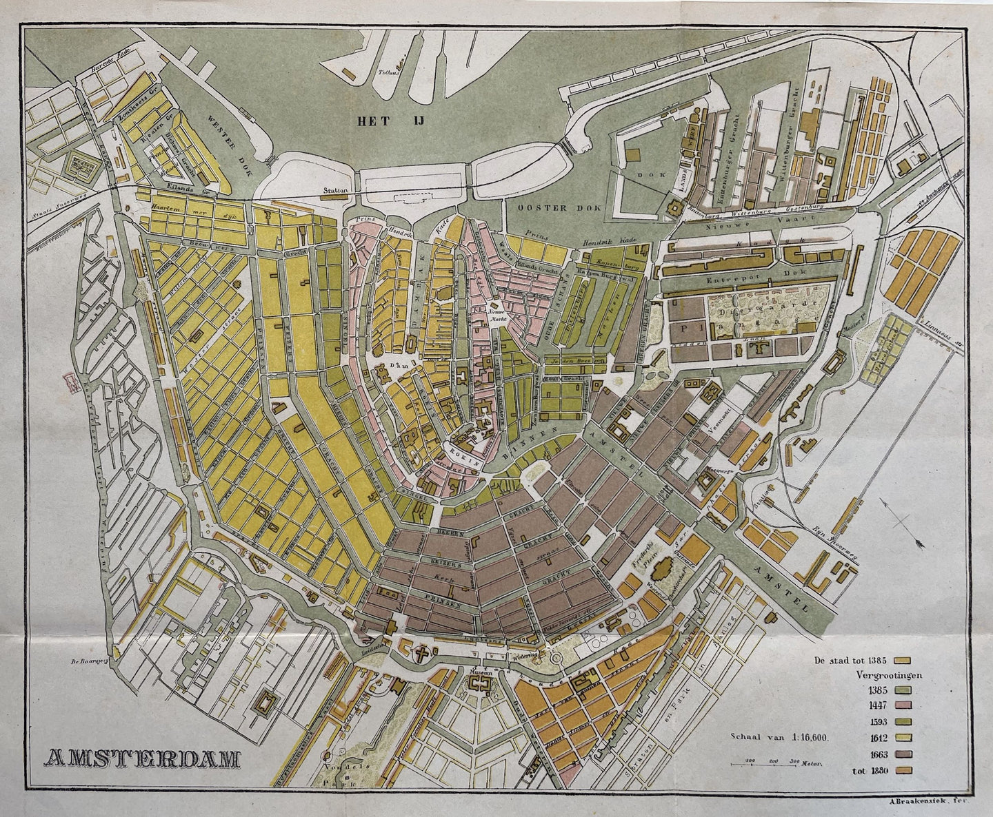 Amsterdam Stadsplattegrond - A Braakensiek - 1881