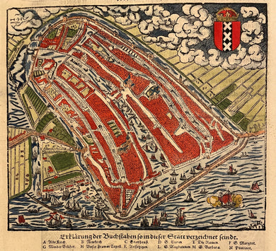 Amsterdam Stadsplattegrond in vogelvluchtperspectief - S Münster - circa 1578