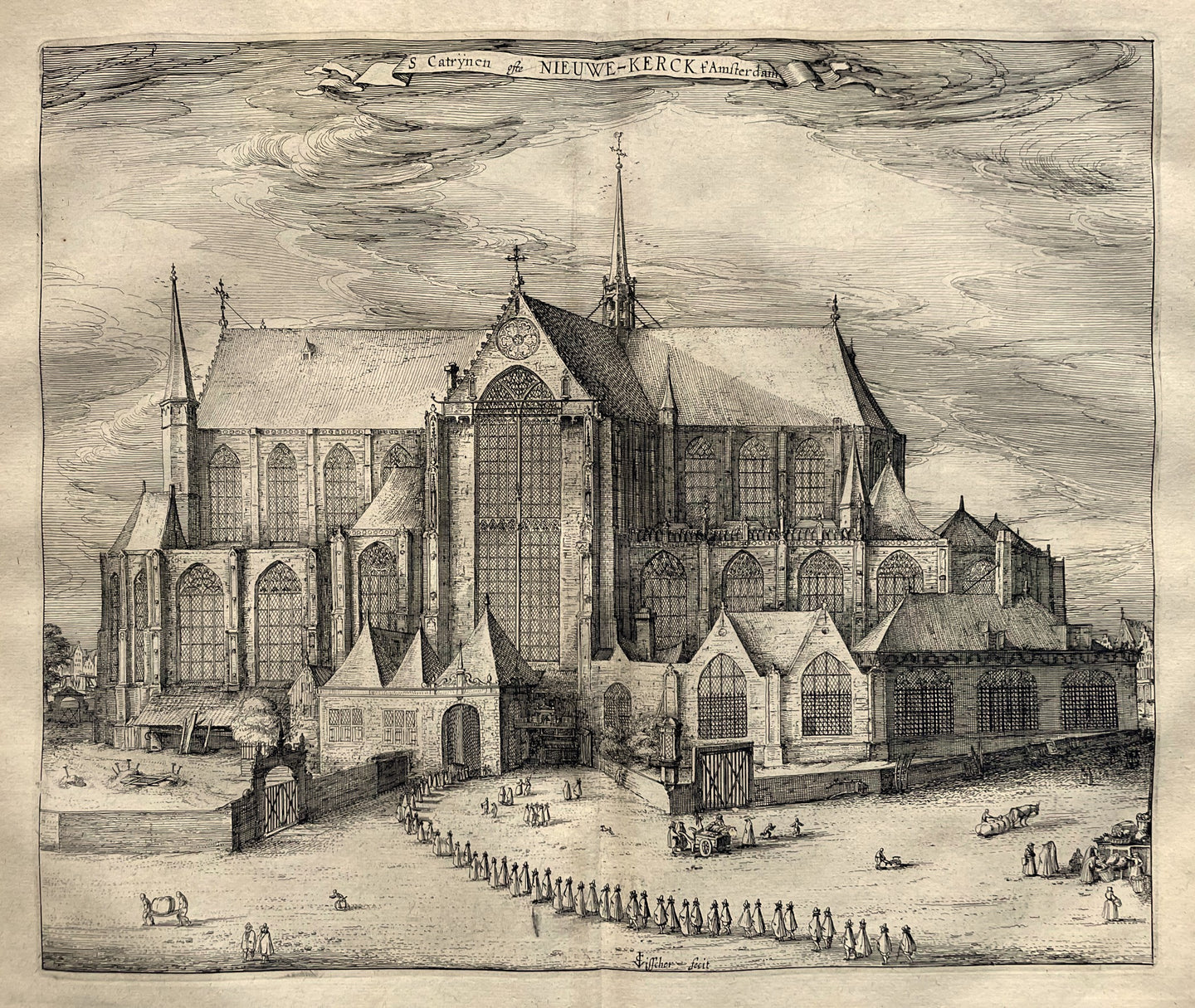 Amsterdam Nieuwe Kerk - CJ Visscher / WJ Blaeu / L Guicciardini - 1613