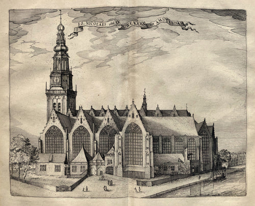 Amsterdam Oude Kerk - CJ Visscher / WJ Blaeu / L Guicciardini - 1613