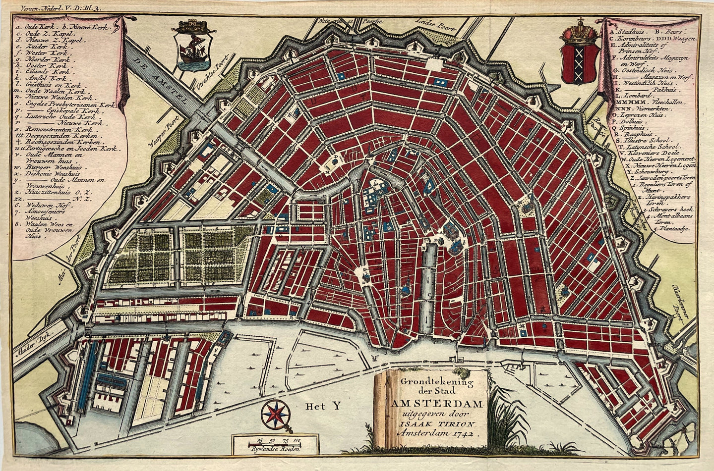 Amsterdam Stadsplattegrond - I Tirion - 1742