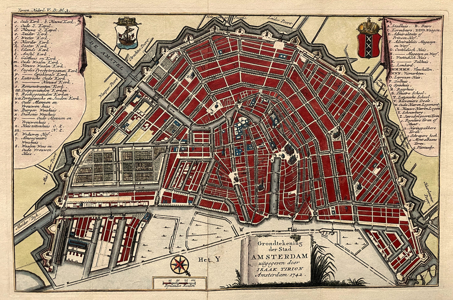 Amsterdam Stadsplattegrond - I Tirion - 1742