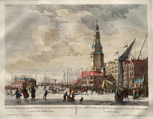 Amsterdam Wintergezicht met de Haringpakkerstoren - P Fouquet - 1783