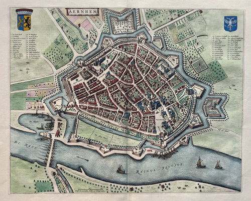 Arnhem Stadsplattegrond in vogelvluchtperspectief - J Blaeu - 1649