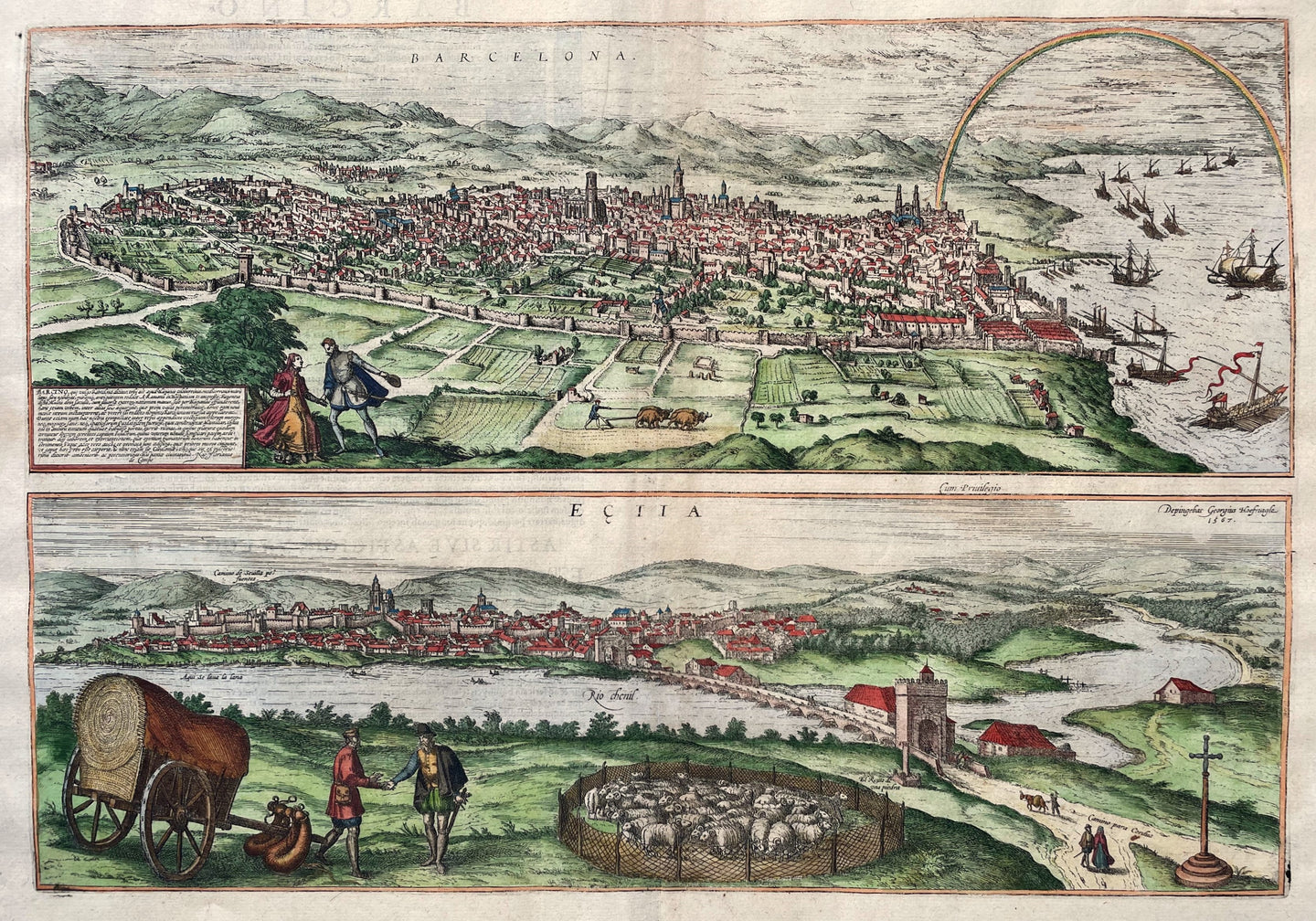 Spanje Barcelona Ecija Spain - G Braun & F Hogenberg - 1593