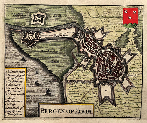 Bergen op Zoom Stadsplattegrond - WJ Blaeu / L Guicciardini - 1635