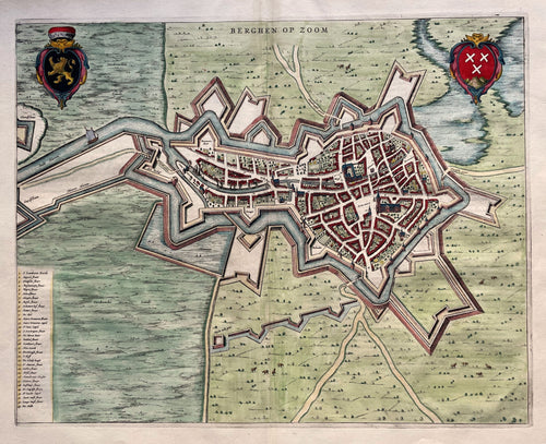 Bergen op Zoom Stadsplattegrond in vogelvluchtperspectief - J Blaeu - 1649