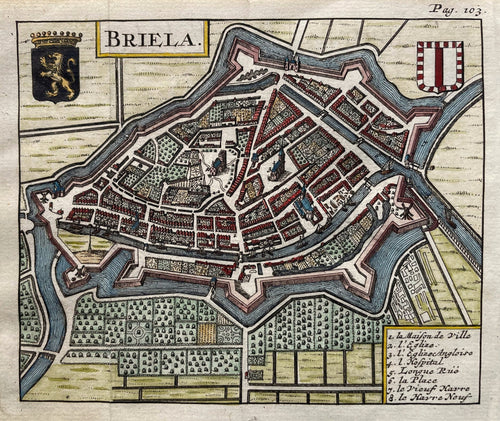 Brielle Stadsplattegrond in vogelvluchtperspectief - H Wetstein - 1697