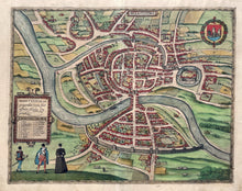 Afbeelding in Gallery-weergave laden, Engeland Bristol Stadsplattegrond in vogelvluchtperspectief British Isles England - G Braun &amp; F Hogenberg - 1582