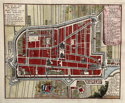 Delft Stadsplattegrond - H de Leth - 1740