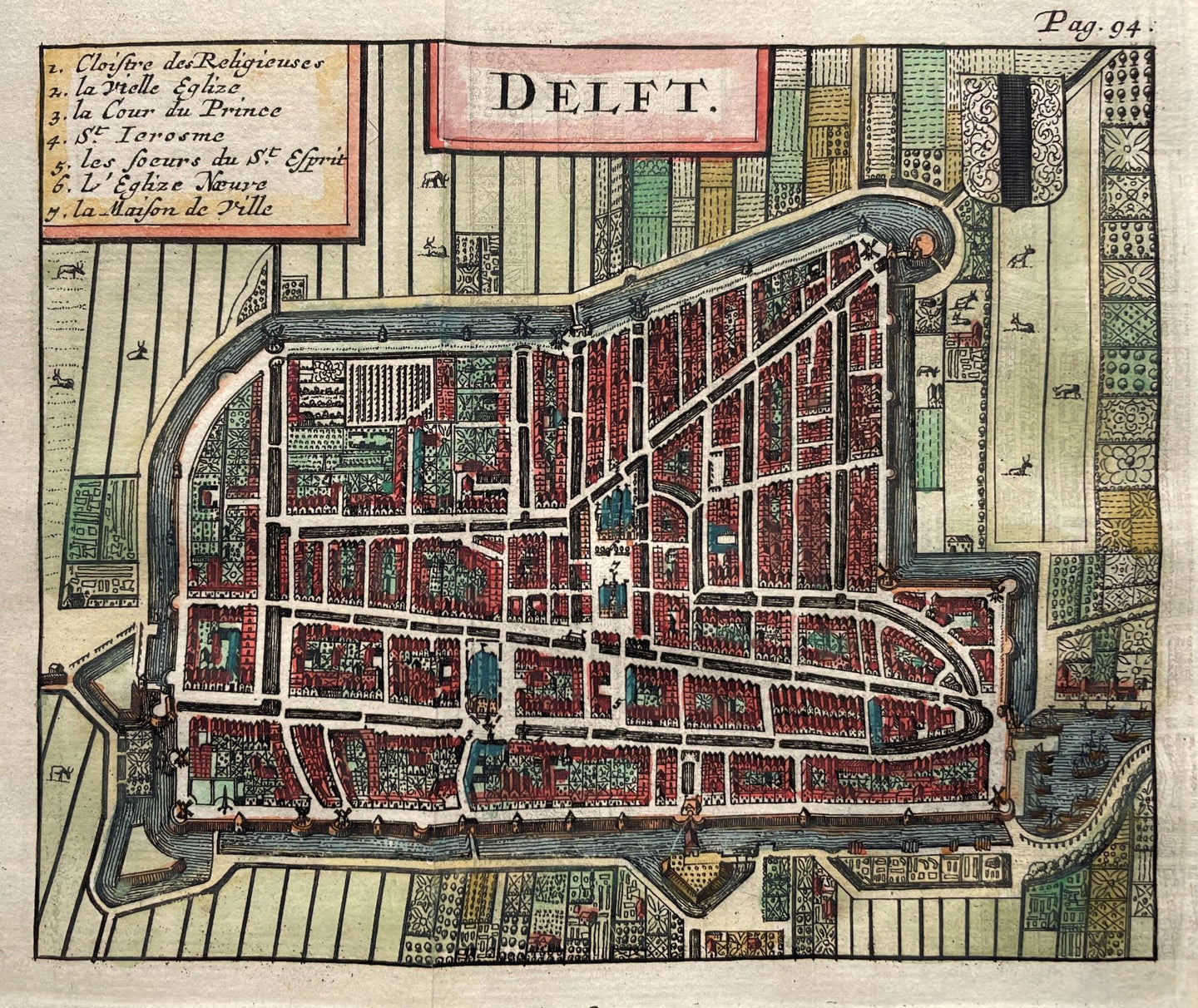 Delft Stadsplattegrond - H Wetstein - 1697