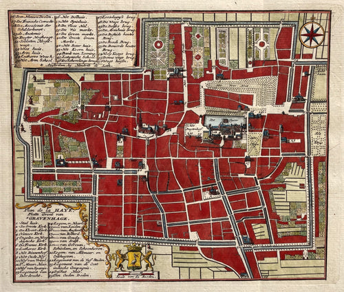 Den Haag Stadsplattegrond van 's-Gravenhage - H de Leth - 1740