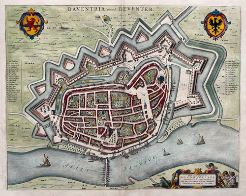 Deventer Stadsplattegrond in vogelvluchtperspectief - J Blaeu - 1649