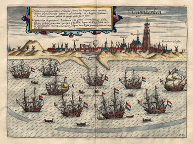 Frankrijk Duinkerke Panorama France Dunkerque  - WJ Blaeu / L Guicciardini - 1613