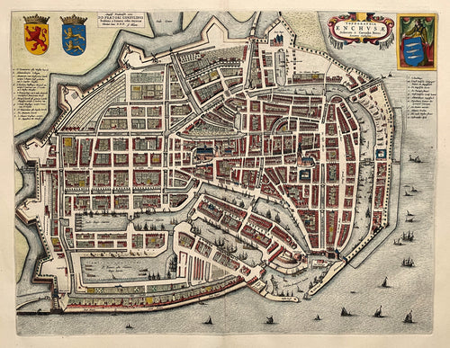 Enkhuizen Stadsplattegrond in vogelvluchtperspectief - J Blaeu - 1649