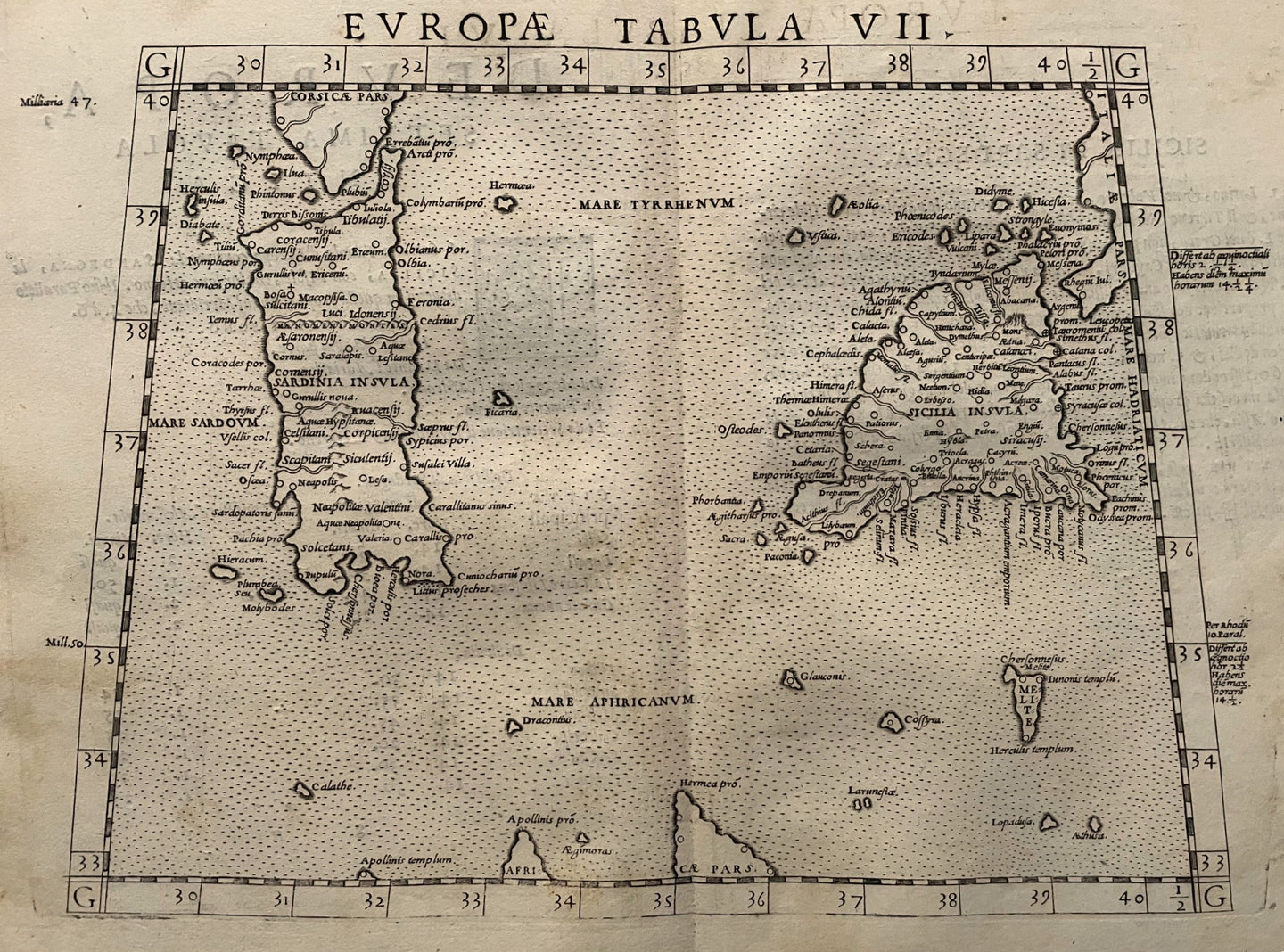 Italië Sardinia Sicily Italy Ptolemy map - Girolamo Ruscelli / Claudius Ptolemaeüs - 1561