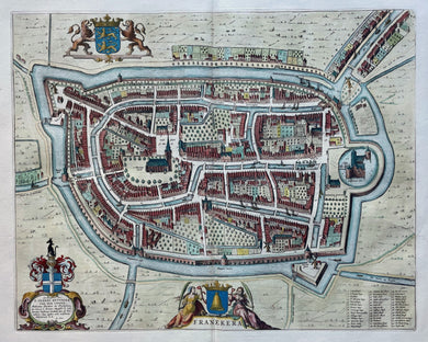 Franeker Stadsplattegrond in vogelvluchtperspectief - J Blaeu - 1649