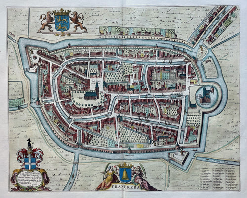 Franeker Stadsplattegrond in vogelvluchtperspectief - J Blaeu - 1649