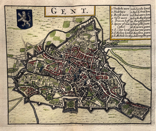 België Gent Belgium Ghent - J Janssonius / L Guicciardini - 1652