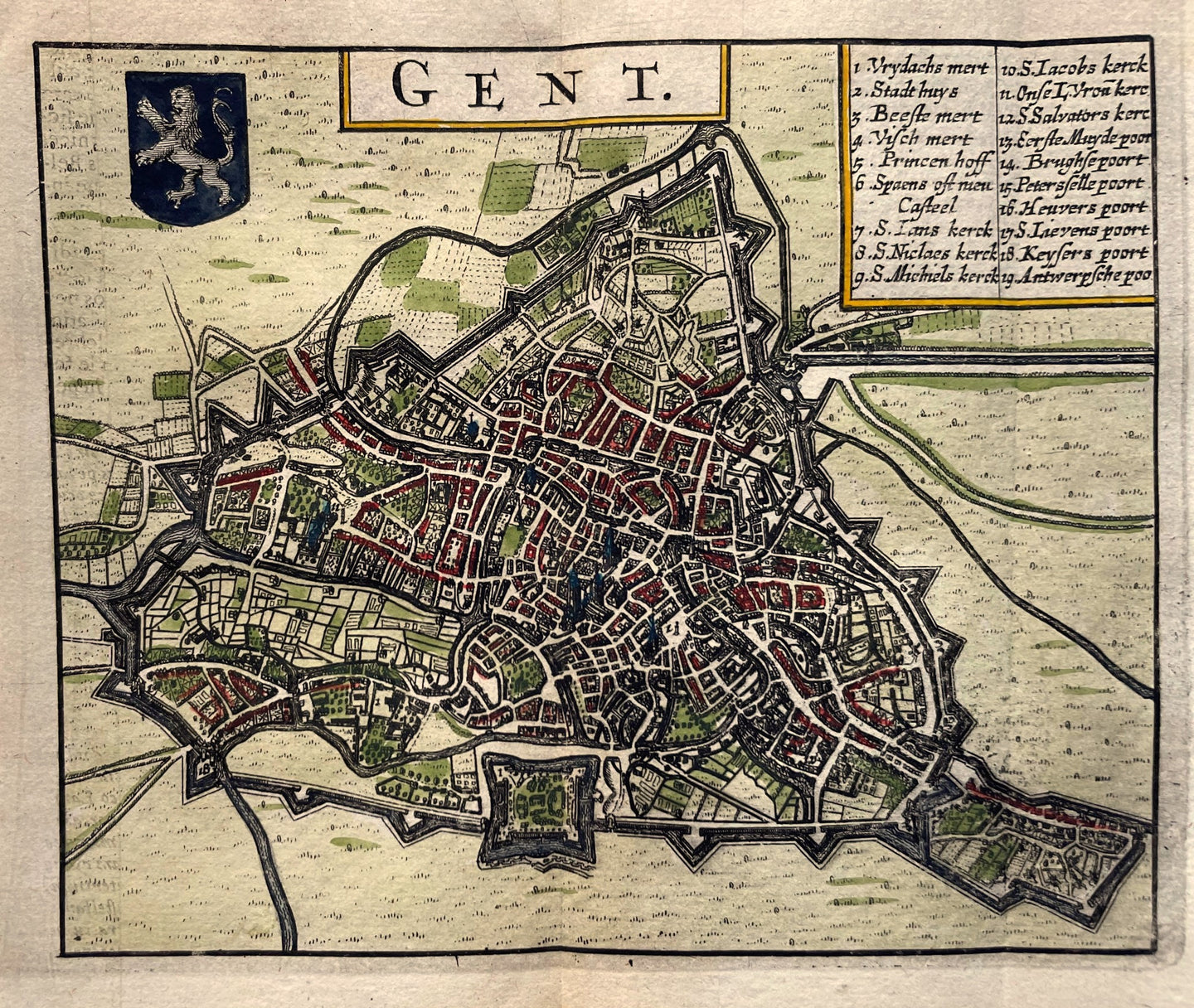 België Gent Belgium Ghent - J Janssonius / L Guicciardini - 1652