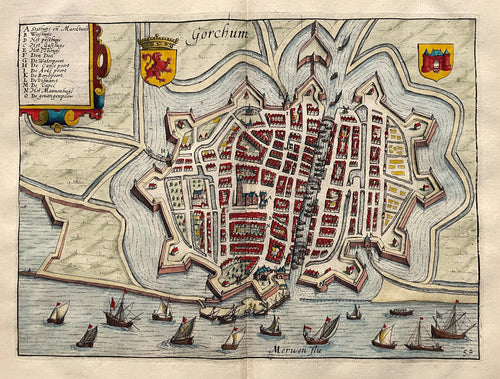 Gorinchem Stadsplattegrond Gorkum - WJ Blaeu / L Guicciardini - 1613