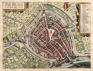 Gouda Stadsplattegrond - WJ Blaeu / L Guicciardini - 1613