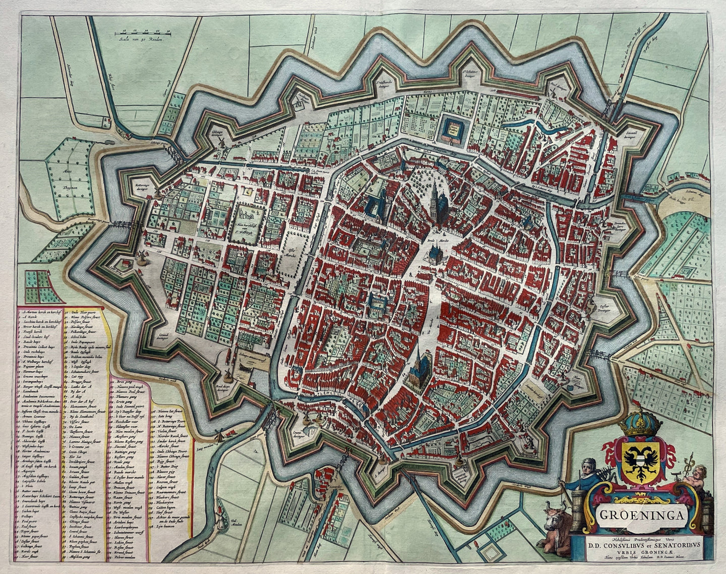 Groningen Stadsplattegrond in vogelvluchtperspectief - J Blaeu - 1649