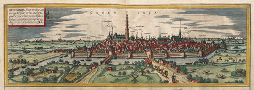 Groningen Aanzicht van de stad - Braun & Hogenberg - circa 1590