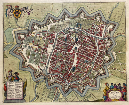 Groningen Stadsplattegrond in vogelvluchtperspectief - J Janssonius - 1657