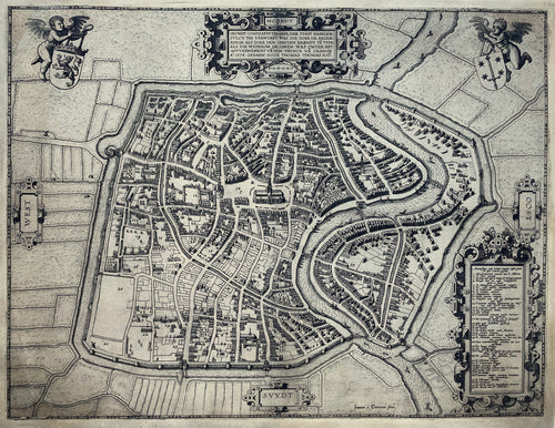 Haarlem Stadsplattegrond in vogelvluchtperspectief - Thomas Thomaszoon / Johannes van Doetecum - 1578