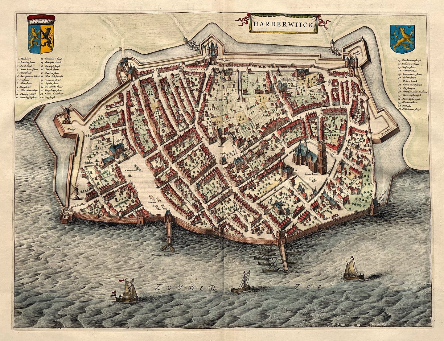 Harderwijk Stadsplattegrond in vogelvluchtperspectief - J Blaeu - 1649