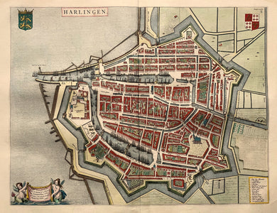 Harlingen Stadsplattegrond in vogelvluchtperspectief - J Blaeu - 1649