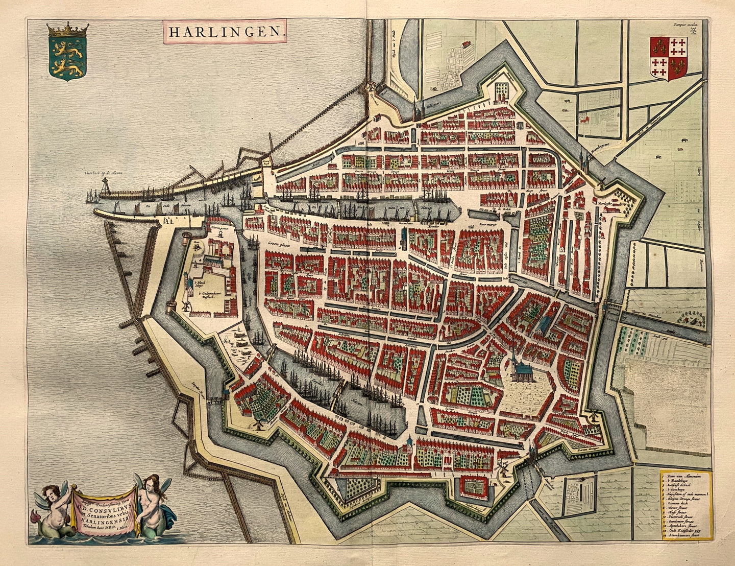 Harlingen Stadsplattegrond in vogelvluchtperspectief - J Blaeu - 1649