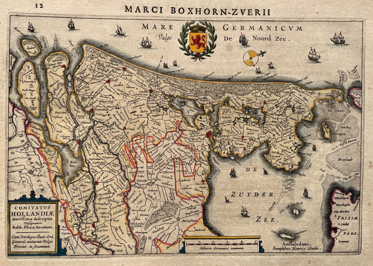 Holland - H Hondius / M Boxhorn - 1632