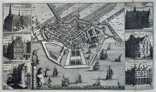 Hoorn Stadsplattegrond in vogelvluchtperspectief - Th Velius - 1648