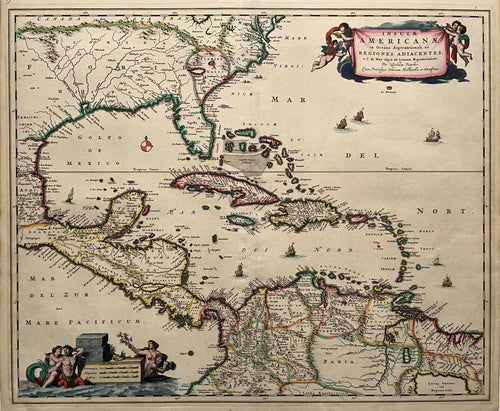 Caribbean Florida Central America - Nicolaas Visscher II - circa 1682