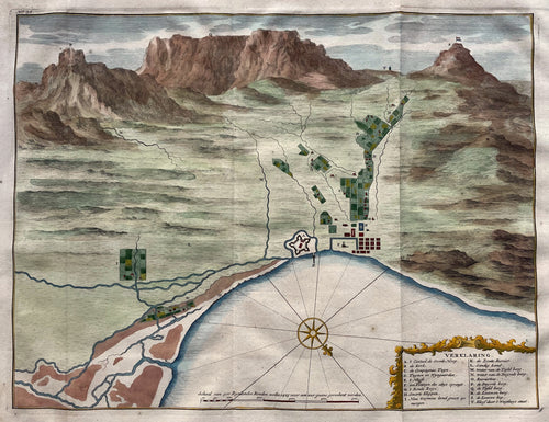 Zuid-Afrika Kaap de Goede Hoop Plattegrond Kaapstad en omgeving  Tafelberg - F Valentijn - 1724