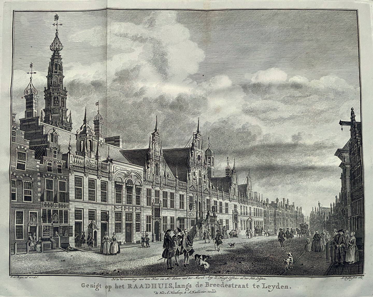 Leiden Breestraat Stadhuis - A Delfos / F van Mieris - 1763