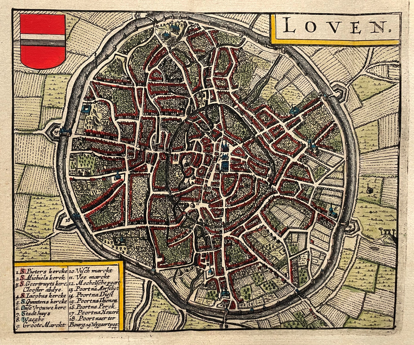 België Leuven Belgium Stadsplattegrond - WJ Blaeu / L Guicciardini - 1635