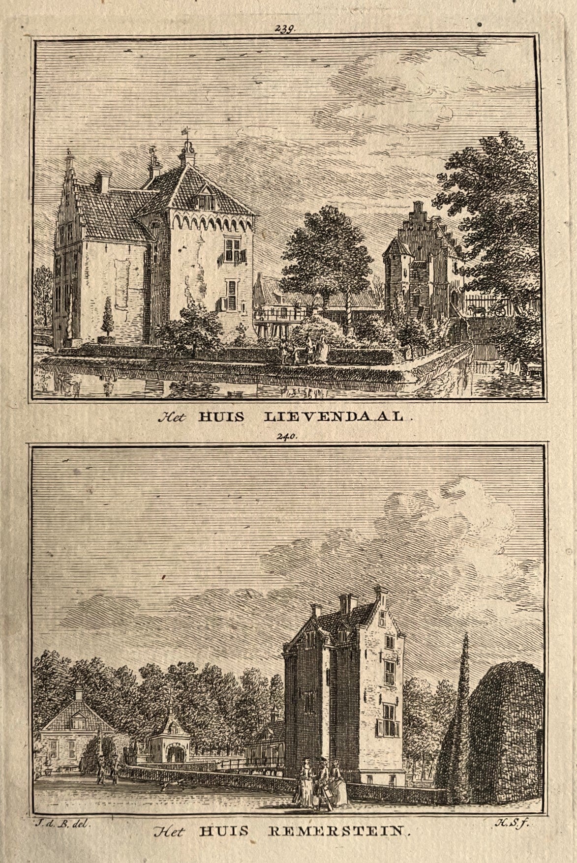 Amerongen en Achterberg Huis Lievendaal en Huis Remmerstein - H Spilman - ca. 1750