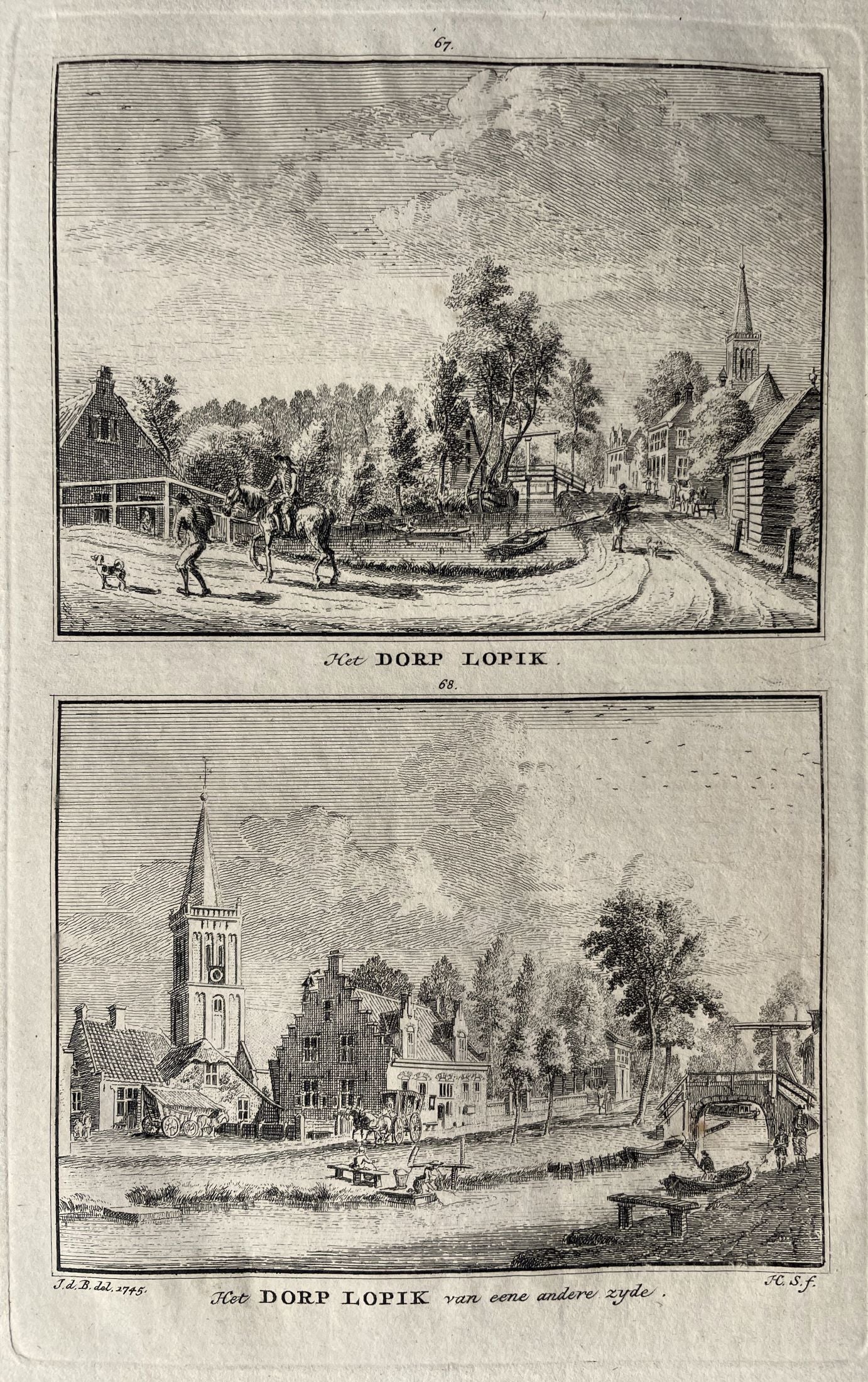 Lopik Twee gezichten op een blad - H Spilman - ca. 1750