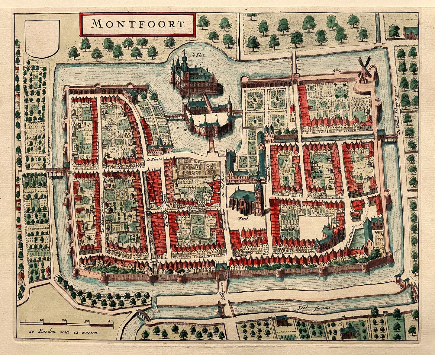 Montfoort Stadsplattegrond in vogelvluchtperspectief - J Blaeu - 1649