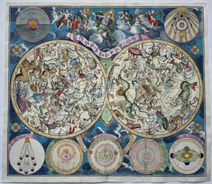 Hemelkaart Sterrenkaart in twee halfronden Celestial map - M Seutter - circa 1730