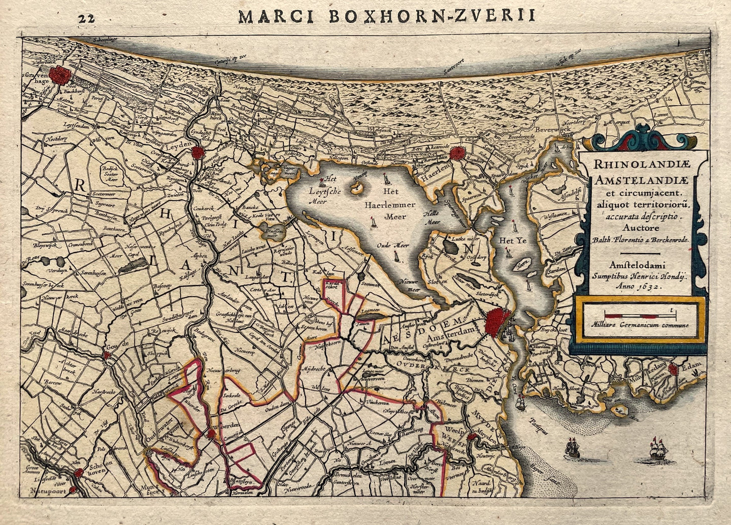 Rijnland en Amstelland - H Hondius / M Boxhorn - 1632