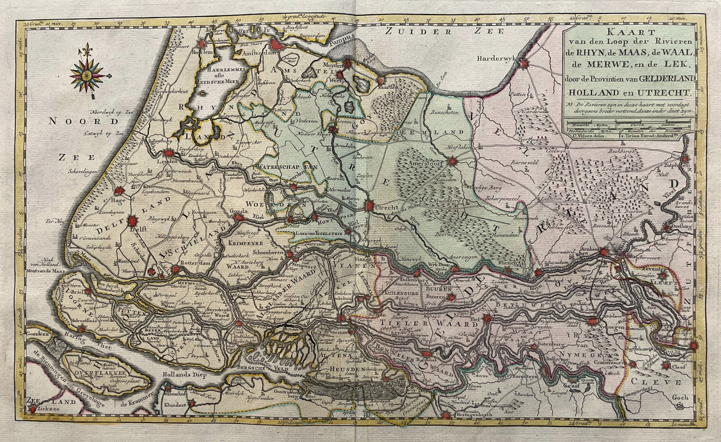 Zuid-Holland, met Gelders, Brabants en Utrechts rivierengebied - C Velsen / I Tirion - 1753